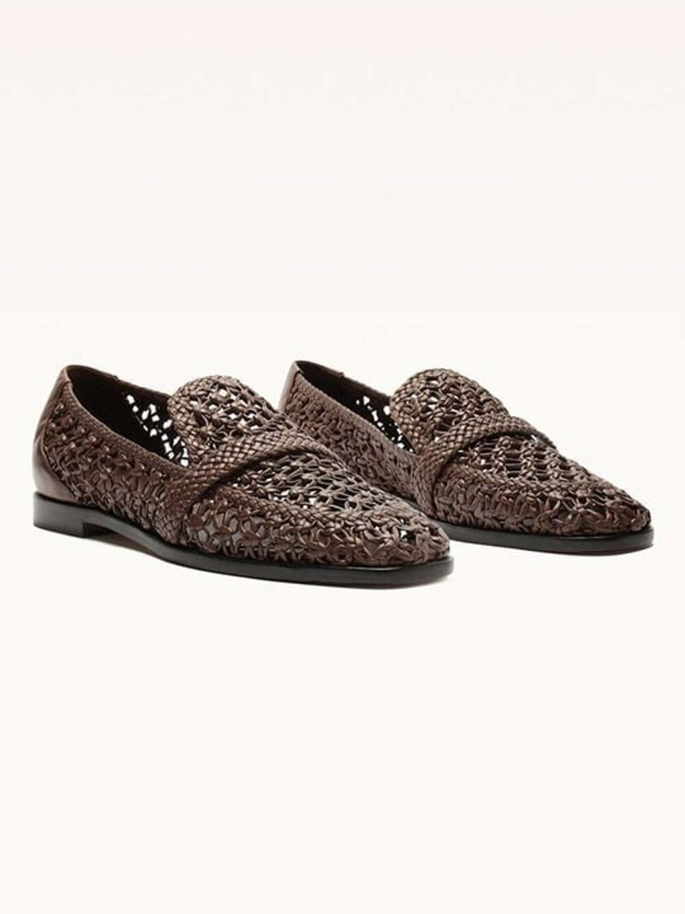Alexandre Birman Jane Woven Leather Loafers Rich Brown Size 38.5 (MSRP $750)